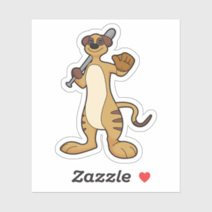 Meerkat as Baseball player with Baseball bat Sticker