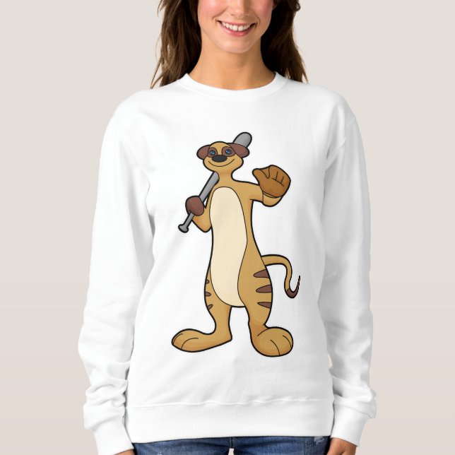 Meerkat as Baseball player with Baseball bat Sweatshirt (Front)
