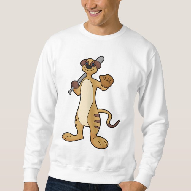 Meerkat as Baseball player with Baseball bat Sweatshirt (Front)