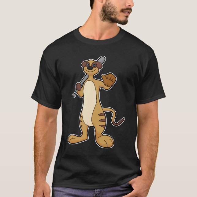 Meerkat as Baseball player with Baseball bat T-Shirt (Front)