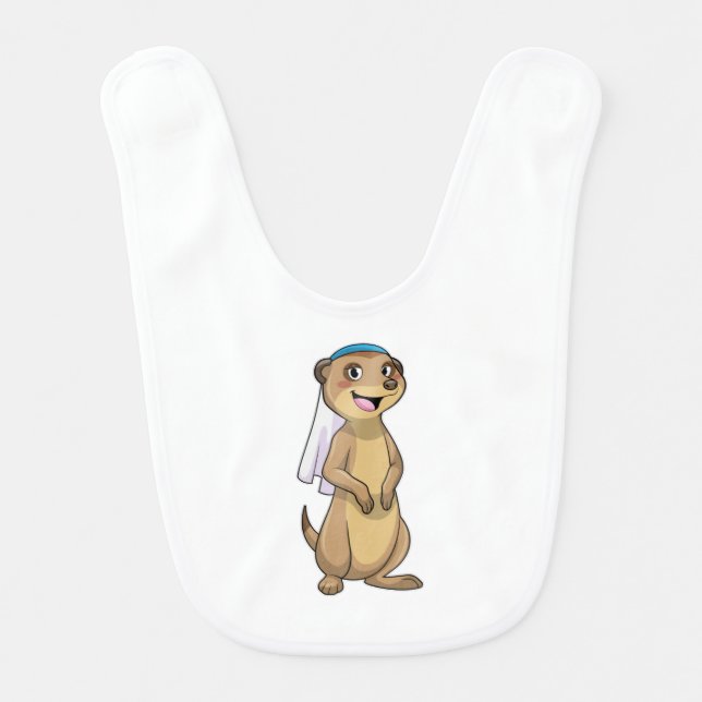 Meerkat as Bride with Veil Baby Bib (Front)