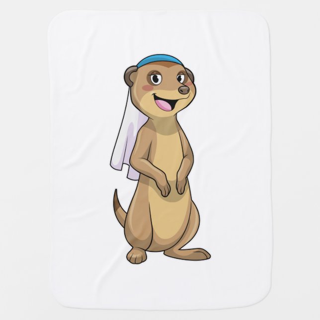 Meerkat as Bride with Veil Baby Blanket (Front)
