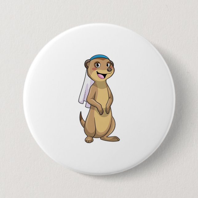 Meerkat as Bride with Veil Button (Front)