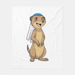 Meerkat as Bride with Veil Fleece Blanket