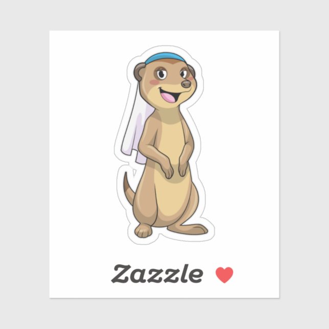 Meerkat as Bride with Veil Sticker (Sheet)