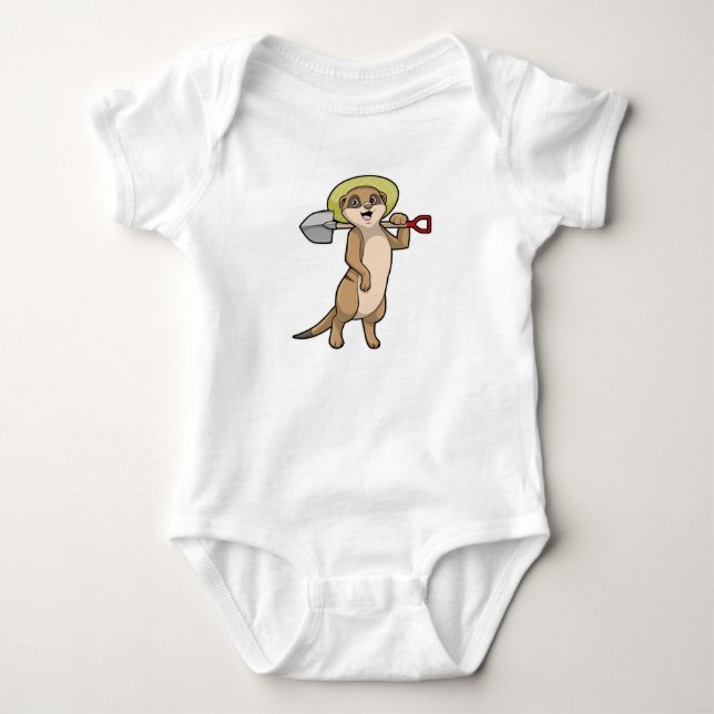 Meerkat as Farmer with Shovel Baby Bodysuit (Front)