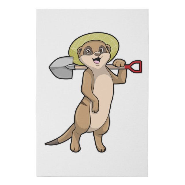 Meerkat as Farmer with Shovel Faux Canvas Print (Front)