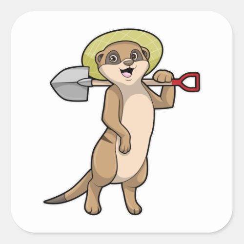 Meerkat as Farmer with Shovel Square Sticker