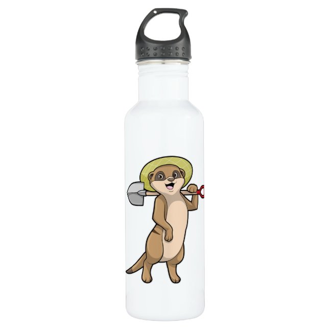 Meerkat as Farmer with Shovel Stainless Steel Water Bottle (Front)