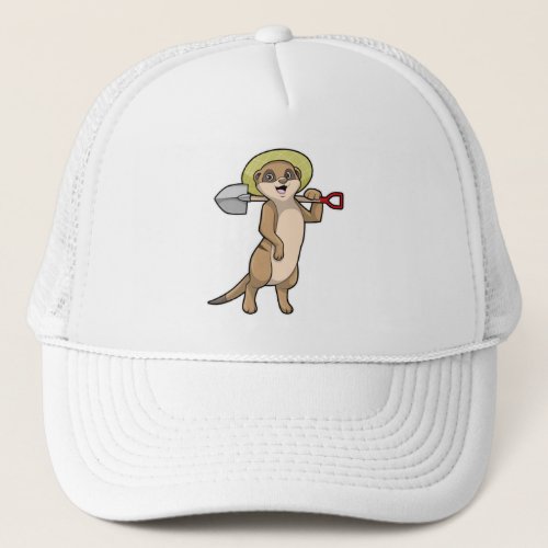 Meerkat as Farmer with Shovel Trucker Hat