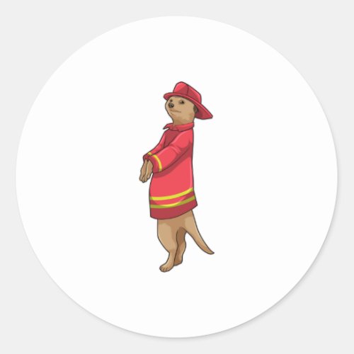 Meerkat as Firefighter with Helmet Classic Round Sticker