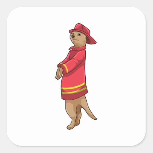 Meerkat as Firefighter with Helmet Square Sticker