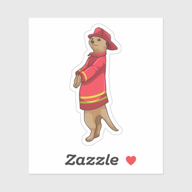 Meerkat as Firefighter with Helmet Sticker (Sheet)