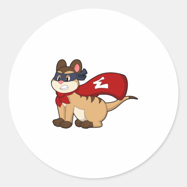 Meerkat as Hero with Mask Classic Round Sticker (Front)