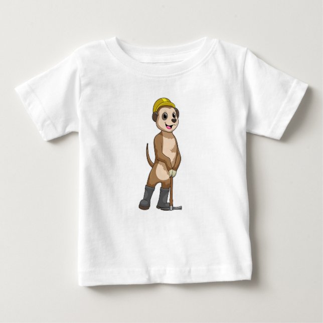 Meerkat as Miner with Pickaxe Baby T-Shirt (Front)
