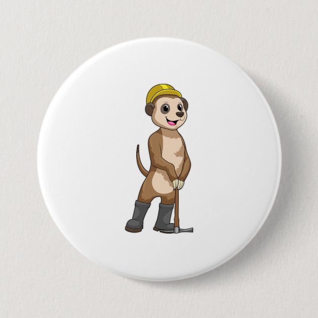Meerkat as Miner with Pickaxe Button (Front)