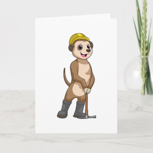 Meerkat as Miner with Pickaxe Card