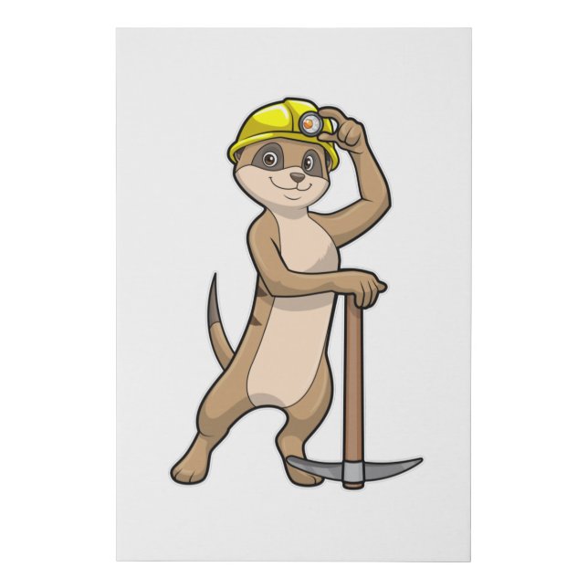 Meerkat as Miner with Pickaxe Faux Canvas Print (Front)