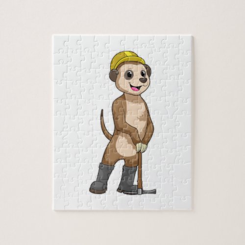 Meerkat as Miner with Pickaxe Jigsaw Puzzle
