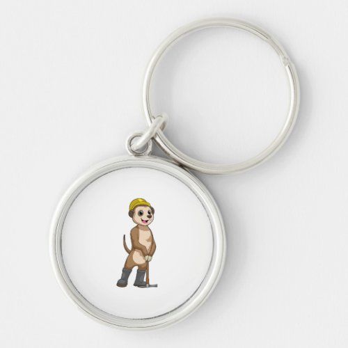 Meerkat as Miner with Pickaxe Keychain
