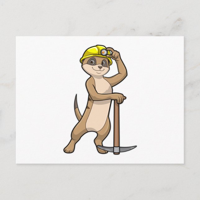 Meerkat as Miner with Pickaxe Postcard (Front)