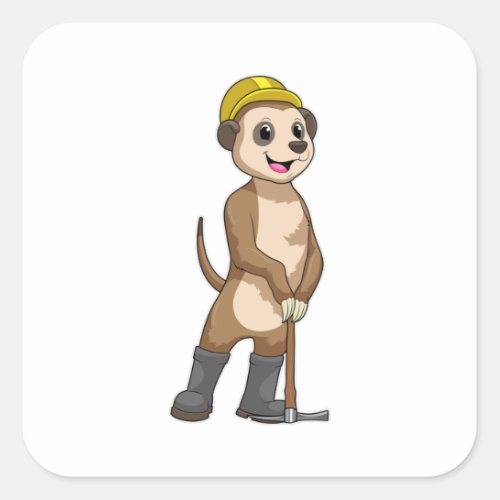Meerkat as Miner with Pickaxe Square Sticker