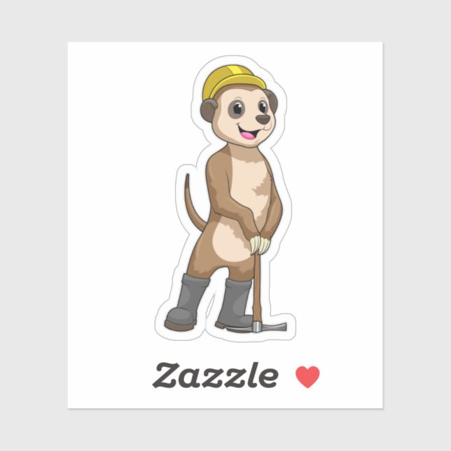 Meerkat as Miner with Pickaxe Sticker (Sheet)