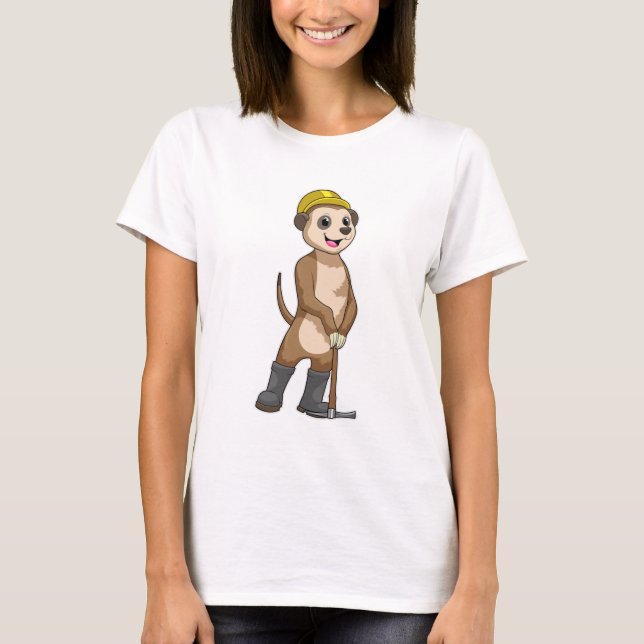 Meerkat as Miner with Pickaxe T-Shirt (Front)