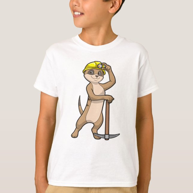 Meerkat as Miner with Pickaxe T-Shirt (Front)