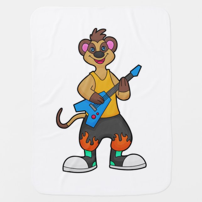 Meerkat as Musician with Guitar Baby Blanket (Front)
