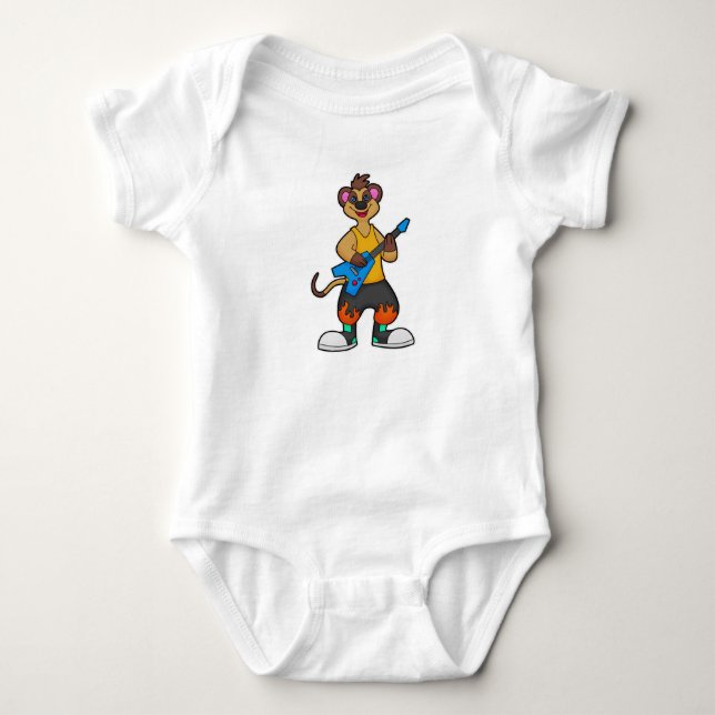 Meerkat as Musician with Guitar Baby Bodysuit (Front)