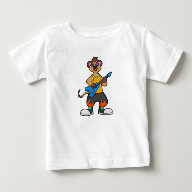 Meerkat as Musician with Guitar Baby T-Shirt (Front)