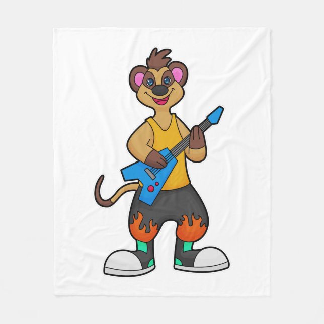 Meerkat as Musician with Guitar Fleece Blanket (Front)