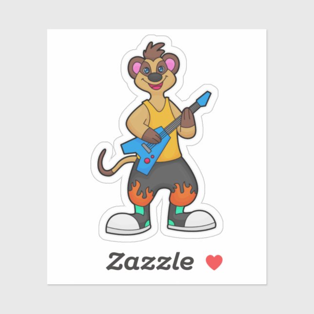 Meerkat as Musician with Guitar Sticker (Sheet)