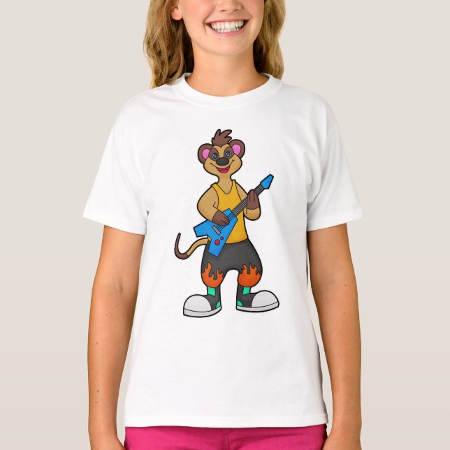 Meerkat as Musician with Guitar T-Shirt (Front)