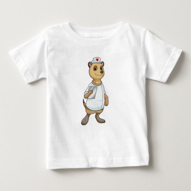 Meerkat as Nurse with Heart Baby T-Shirt (Front)