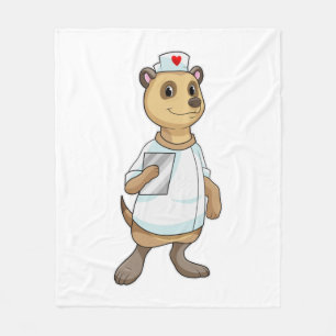 Meerkat as Nurse with Heart Fleece Blanket