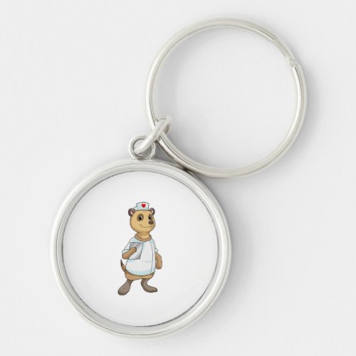 Meerkat as Nurse with Heart Keychain