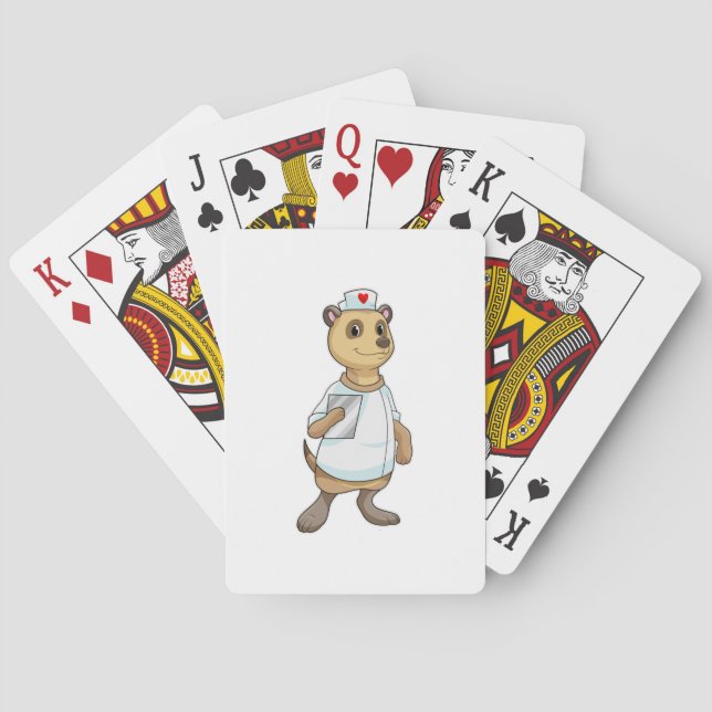 Meerkat as Nurse with Heart Poker Cards (Back)
