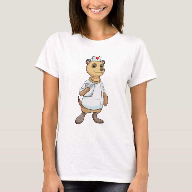 Meerkat as Nurse with Heart T-Shirt (Front)
