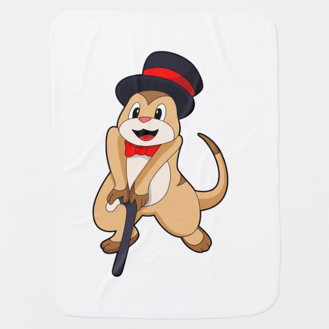 Meerkat as Pensioner with Walking stick Baby Blanket (Front)