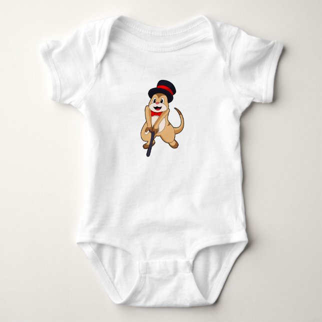 Meerkat as Pensioner with Walking stick Baby Bodysuit (Front)