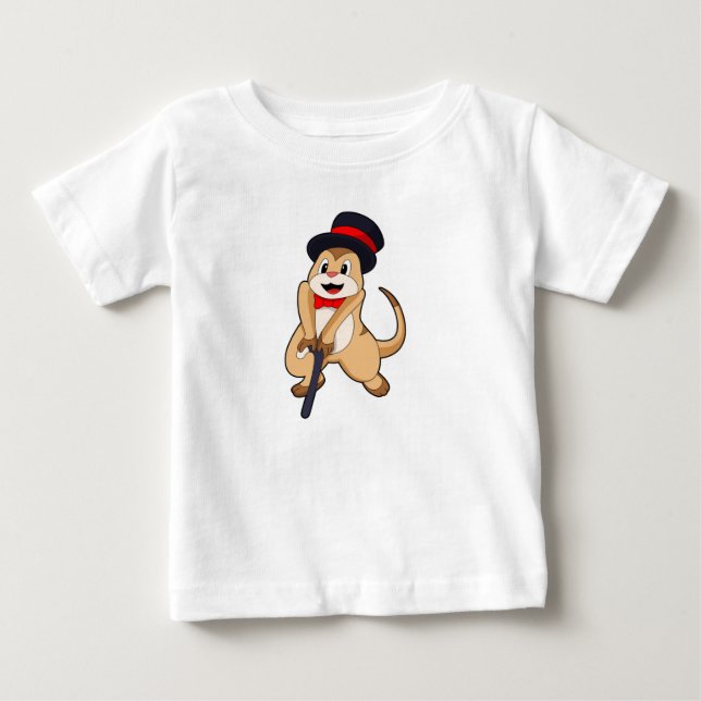 Meerkat as Pensioner with Walking stick Baby T-Shirt (Front)