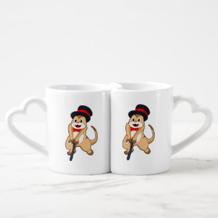 Meerkat as Pensioner with Walking stick Coffee Mug Set