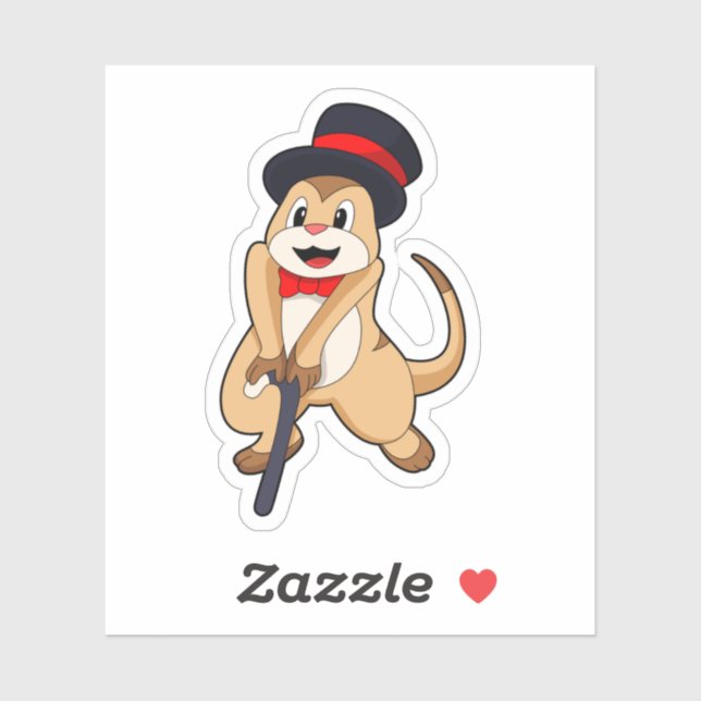 Meerkat as Pensioner with Walking stick Sticker (Sheet)