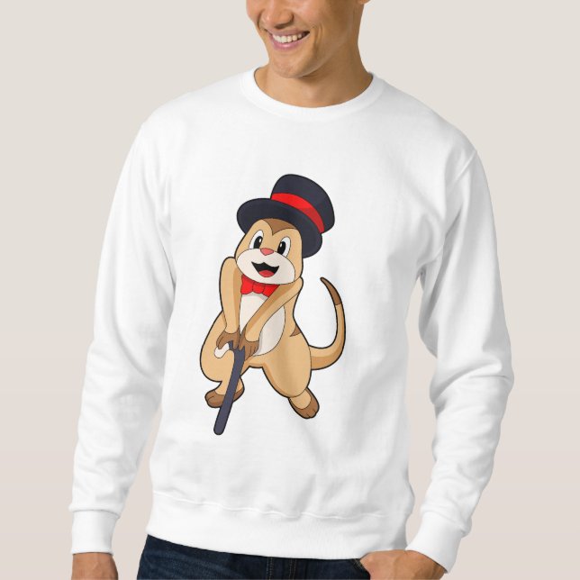 Meerkat as Pensioner with Walking stick Sweatshirt (Front)