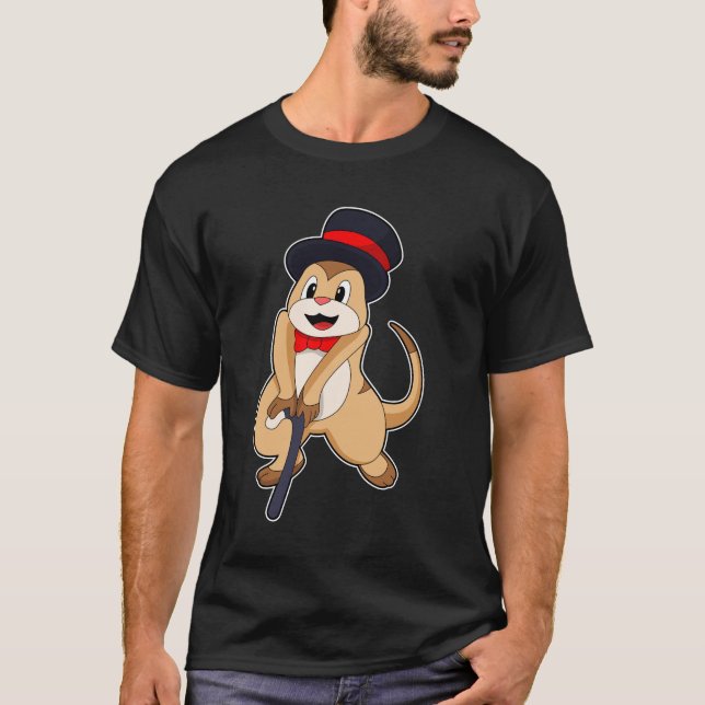 Meerkat as Pensioner with Walking stick T-Shirt (Front)