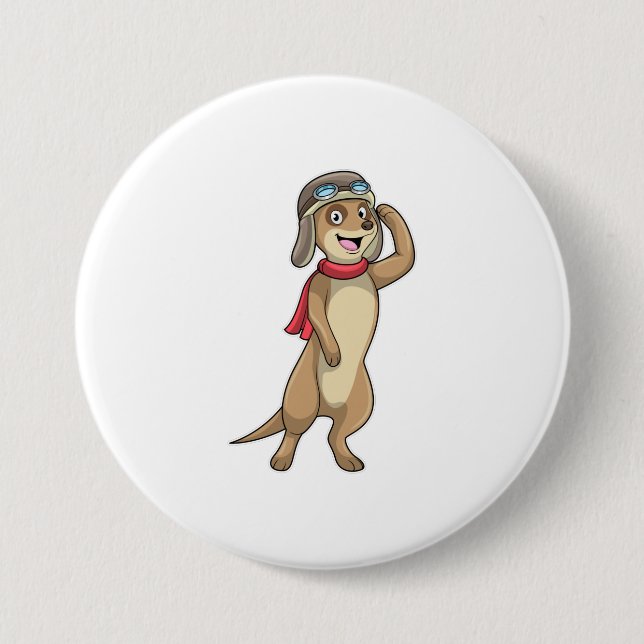 Meerkat as Pilot with Pilot hat Button (Front)