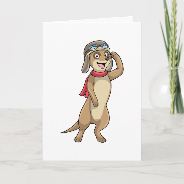 Meerkat as Pilot with Pilot hat Card (Front)
