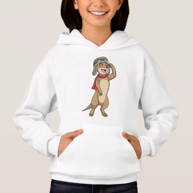 Meerkat as Pilot with Pilot hat Hoodie (Front)